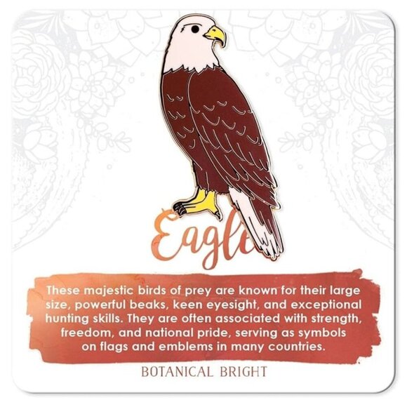 Eagle Bird Enamel Pin - Gold‎ Plated Wildlife & Nature Jewelry - Animal Brooch - Picture 1 of 2